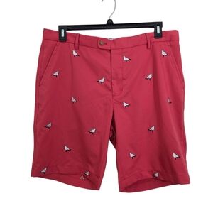 NWOT J. McLaughlin Bradley Shorts Embroidered Bird Print Persimmon Seagull Sz 36